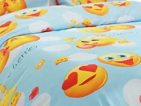 Lenjerie de pat din microfibra albastra, EMOJI Dimensiune lenjerie de pat: 70 x 90 cm | 140 x 200 cm