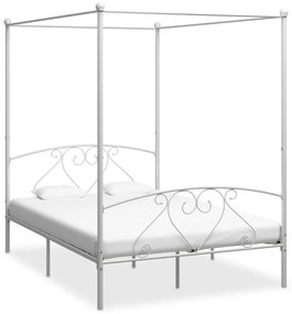 284430 vidaXL Cadru de pat cu baldachin, alb, 160 x 200 cm, metal