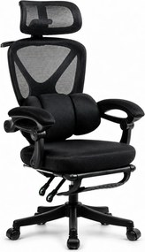 ELITE PRO 870BK – Scaun Ergonomic Premium, Mesh Respirabil, Tetieră Reglabilă, Suport Lombar, Suport pentru Picioare Retractabil, Funcție Recliner, Reglaj pe Înălțime, Negru