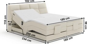 Pat electric reglabil, cu arcuri, bej, 180x200, GERONA NEW