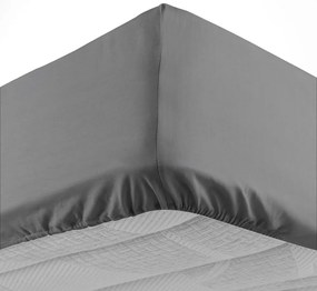 Cearceaf gri antracit din bumbac cu elastic 180x200 cm Lina – douceur d'intérieur