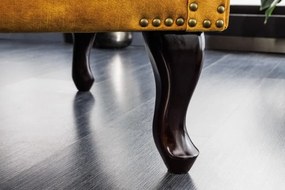 Fotoliu stil englezesc Chesterfield, catifea galben mustar