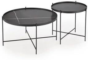 Set 2 mese de cafea Julieta marmura neagra/negru
