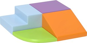 HOMCOM Set 4 Blocuri Moi pentru Copii 1-3 Ani, Spumă și Piele PU, Jucării de Cățărat, Multicolor | Aosom Romania