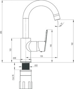 Arnika Titan Baterie lavoar finisaj titanium pipa U Deante