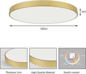Plafonieră LED Brilagi-POOL, 128 W, 230 V, 3000/4500/6000 K, Ø100 cm, auriu