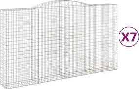 vidaXL Coșuri gabion arcuite, 7 buc, 400x50x220/240cm, fier galvanizat