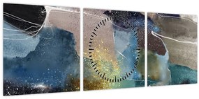 Tablou - Abstract acuarelă (cu ceas) (90x30 cm)
