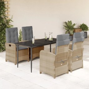 vidaXL Set mobilier pentru grădină, 5 piese, cu perne, bej, poliratan