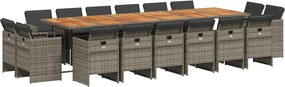 vidaXL Set mobilier de grădină cu perne, 17 piese, gri, poliratan