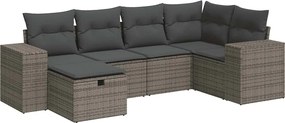 vidaXL Set mobilier grădină cu perne, 6 piese, gri, poliratan
