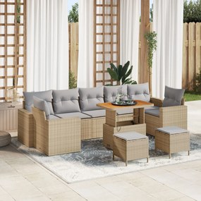 vidaXL Set de canapele pentru grădină 10 pcs Bej poliratan