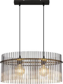 Lustra suspendata, Metal Negru, Sticla Fumurie, GORLEY 15698H3 GL