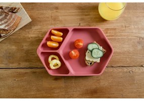 Farfurie pentru copii roșie din silicon 16x25 cm – Kindsgut
