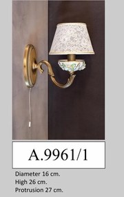 Aplica design italian din alama si portelan colorat 9961
