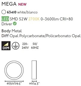 Lustra LED dimabila aplicata design XXL 75cm MEGA