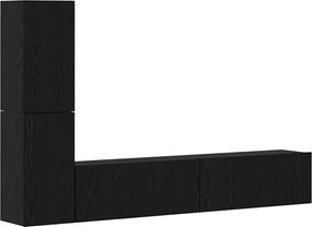 vidaXL Dulap pentru TV pe Perete 2 pcs Stejar Negru Lemn compozit