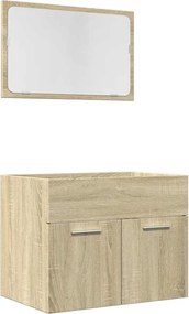 vidaXL Set mobilier de baie, 2 piese, stejar sonoma, lemn prelucrat