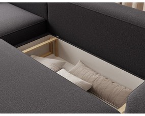 Colțar gri închis extensibil/cu spațiu de depozitare cu tapițerie din chenille (cu colț pe partea stângă/cu șezlong) Aurumm – ELTAP