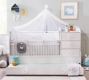Pat transformabil cu sertare 80 x 180 cm BABY COTTON Alb