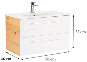 Dulap inferior Vario Clam 80 cu lavoar stejar-alb