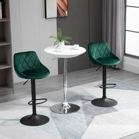 Set 2 Scaune de Bar Pivotante HOMCOM, Efect Catifelat, 51,5x48x83-104cm, Verde | Aosom Romania