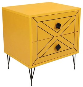 Noptiera Glynn Nightstand, Crem, 40x55x50 cm