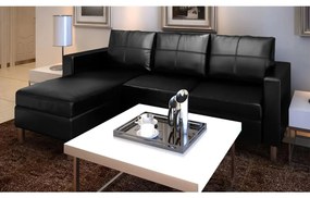 vidaXL Canapea modulară cu 3 locuri, piele artificială, negru