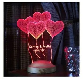 Lampa 3D LED - 4 inimi, personalizabil cu text -alba