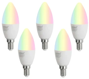 Set de 5 becuri LED E14 dimabile C37 Opal 4.9W 470 lm 2700-6500K
