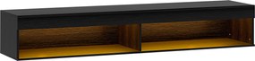 HOMCOM Suport TV Plutitor cu Lumini LED pentru Televizoare de Până la 190 cm, Consolă Media cu Raft de Depozitare, 180x40x30 cm, Negru | Aosom Romania