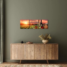 Tablou cu vie și vin (cu ceas) (90x30 cm)