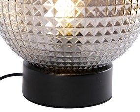Lampă de masă Art Deco neagră cu sticlă fum - Sphere