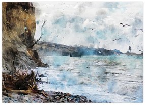 Tablou pe sticlă - Recif, acuarelă (70x50 cm)