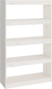 vidaXL Bibliotecă/Separator cameră alb, 80x30x135,5 cm, lemn masiv pin