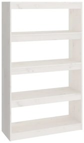 808194 vidaXL Bibliotecă/Separator cameră alb, 80x30x135,5 cm, lemn masiv pin