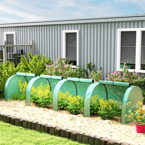 Outsunny Seră Portabilă Tip Tunel 4x1x0.8 m cu 4 Uși cu Fermoar, Acoperire PVC Rezistentă la Apă/UV | Aosom Romania