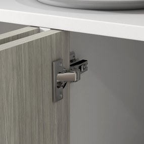 HOMCOM Bufet de bucătărie mobilier de depozitare 2 dulapuri cu rafturi reglabile, 121 x 37 x 75 cm, alb și aspect lemn gri | Aosom Romania