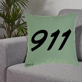 Perna Personalizata 911 Bold, 40x40 cm, Verde, Husa Detasabila, Perna Inclusa, BEKZ®