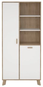 Bibliotecă albă-în culoare naturală cu aspect de lemn de stejar 89x188x40 cm Ikast – Tvilum