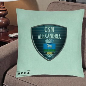 Perna Personalizata CSM Alexandria Fotbal, 40x40 cm, Verde Menta, Husa Detasabila, Perna Inclusa, BEKZ®