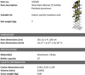 Suport design LUX pentru 27 sticle de vin Alboran L