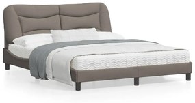 3207783 vidaXL Cadru de pat cu tăblie, gri taupe, 160x200 cm, textil