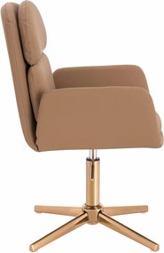 HR480CROSS Scaun Caramel Piele Ecologica Premium Soft cu Bază Aurie