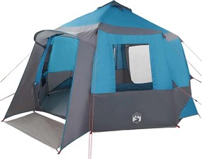 vidaXL Cort cabană pentru 12 persoane cu acoperiș Albastru și Gri