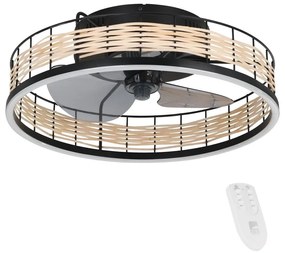 Ventilator LED dimabil de tavan FRANA LED/28W/230V Eglo 35184 negru/bej + telecomandă