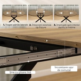 HOMCOM Masă de Sufragerie Extensibilă cu Picior în Formă de X, 100-135cm, Maro | Aosom Romania
