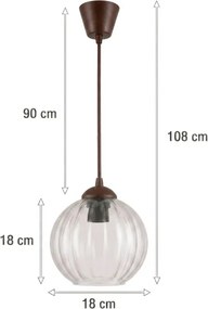 Brilagi - Lustră LED suspendată pe cablu RETRO GLASS, 1x E27/60W/230V, Ø 18 cm, maro/transparent