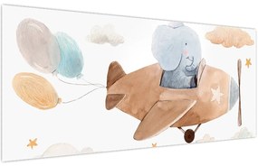 Tablou - Acuarelă elefant într-un avion (120x50 cm)