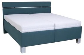 Pat tapițat ALIS 160x200 cm cu saltea inclusă și spațiu de depozitare, petrol